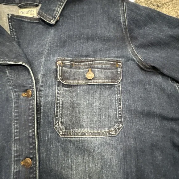 Duluth‎ Trading Denim Trench Jacket Size XL Jean Coat Utility Pockets Blue #923 - Picture 4 of 11